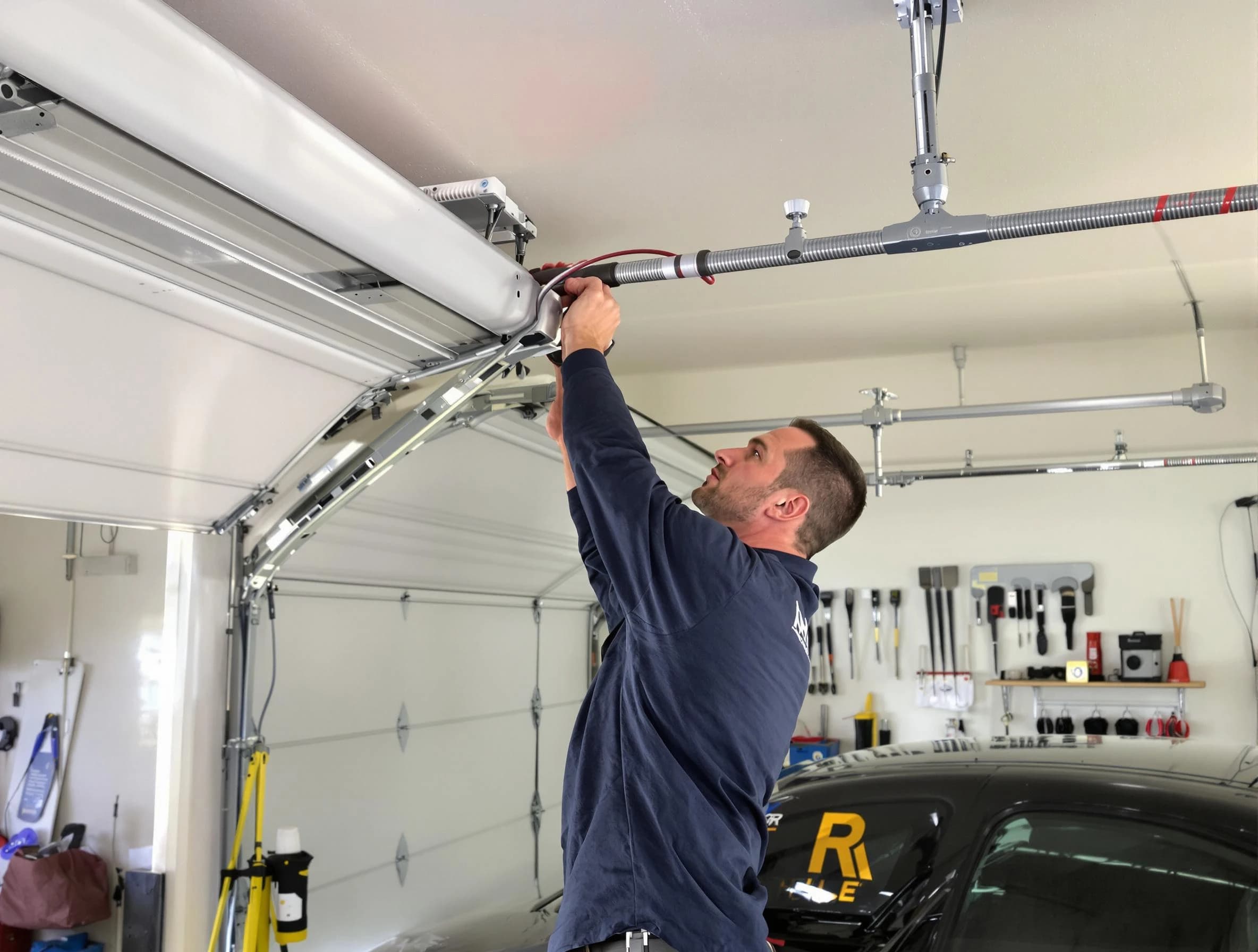 Webster Garage Door Repair technician performing garage door cable repair in Webster