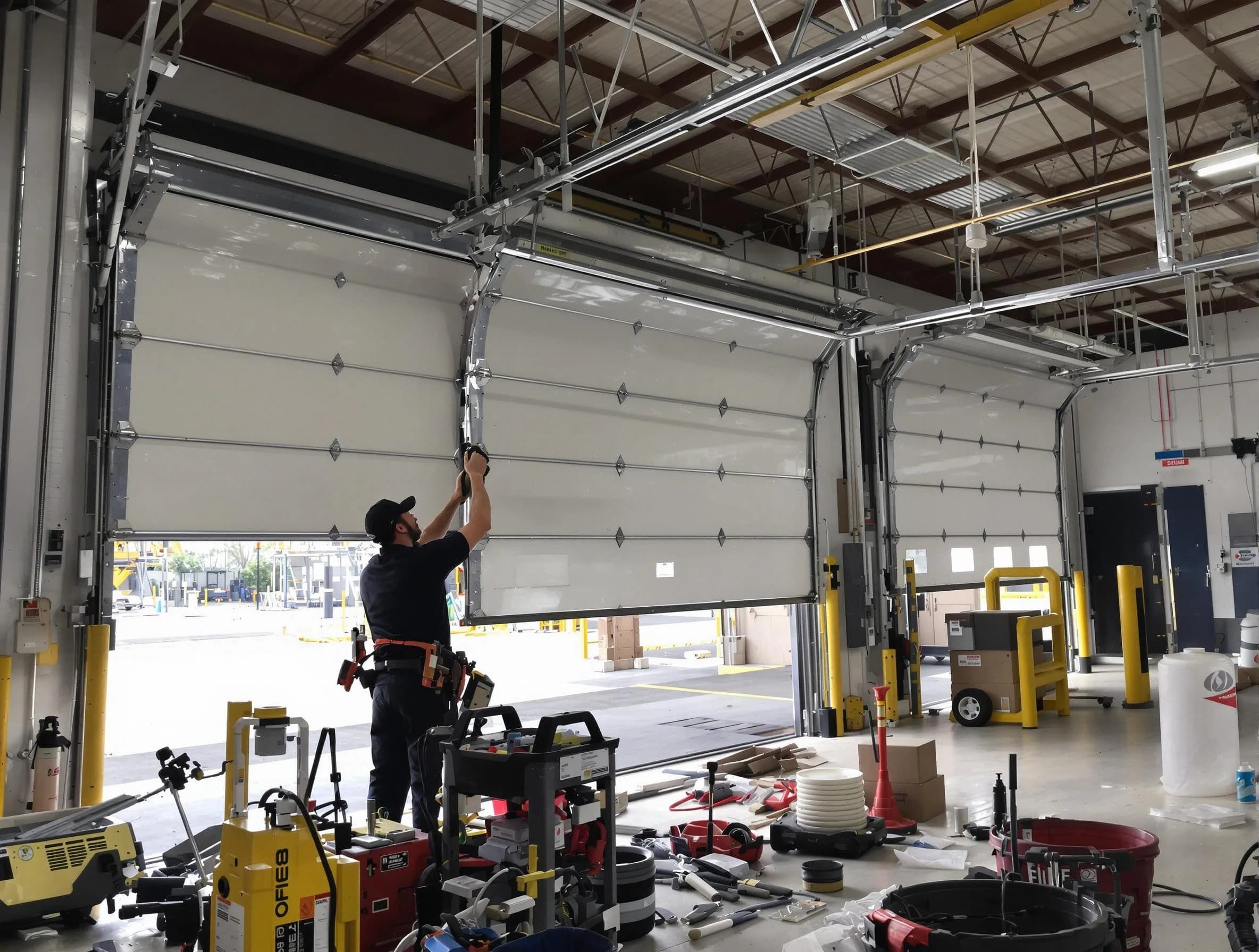 Webster Garage Door Repair technician performing commercial garage door repair in Webster