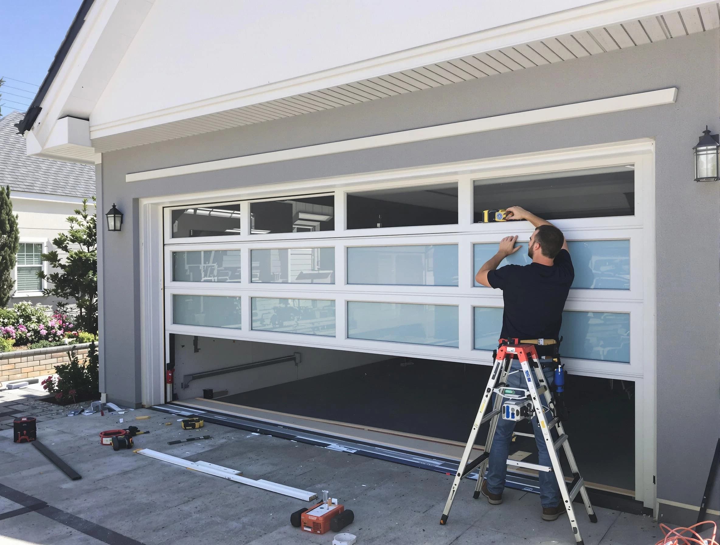 Webster Garage Door Repair team performing garage door replacement in Webster