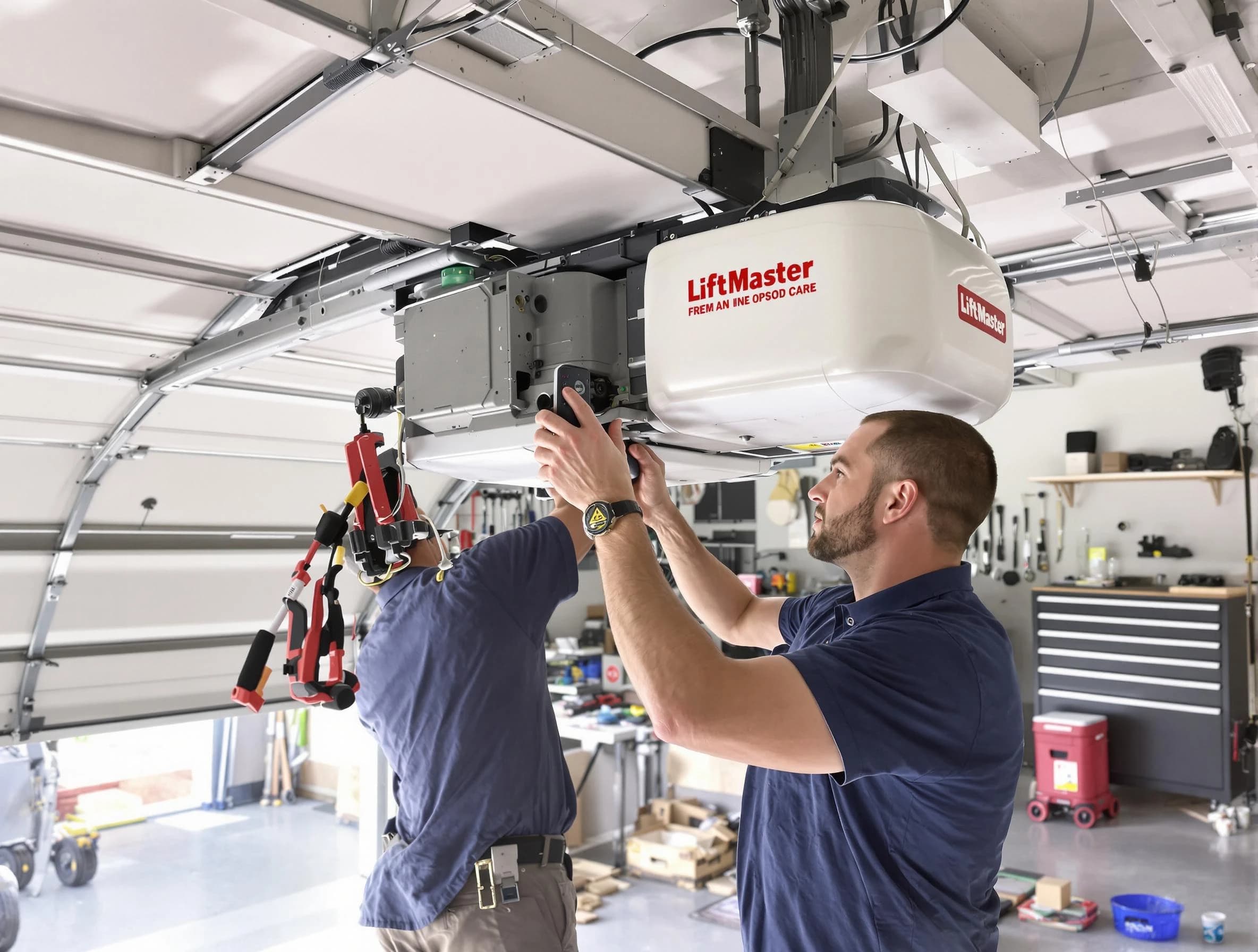 Webster Garage Door Repair technician performing advanced diagnostics on garage opener in Webster