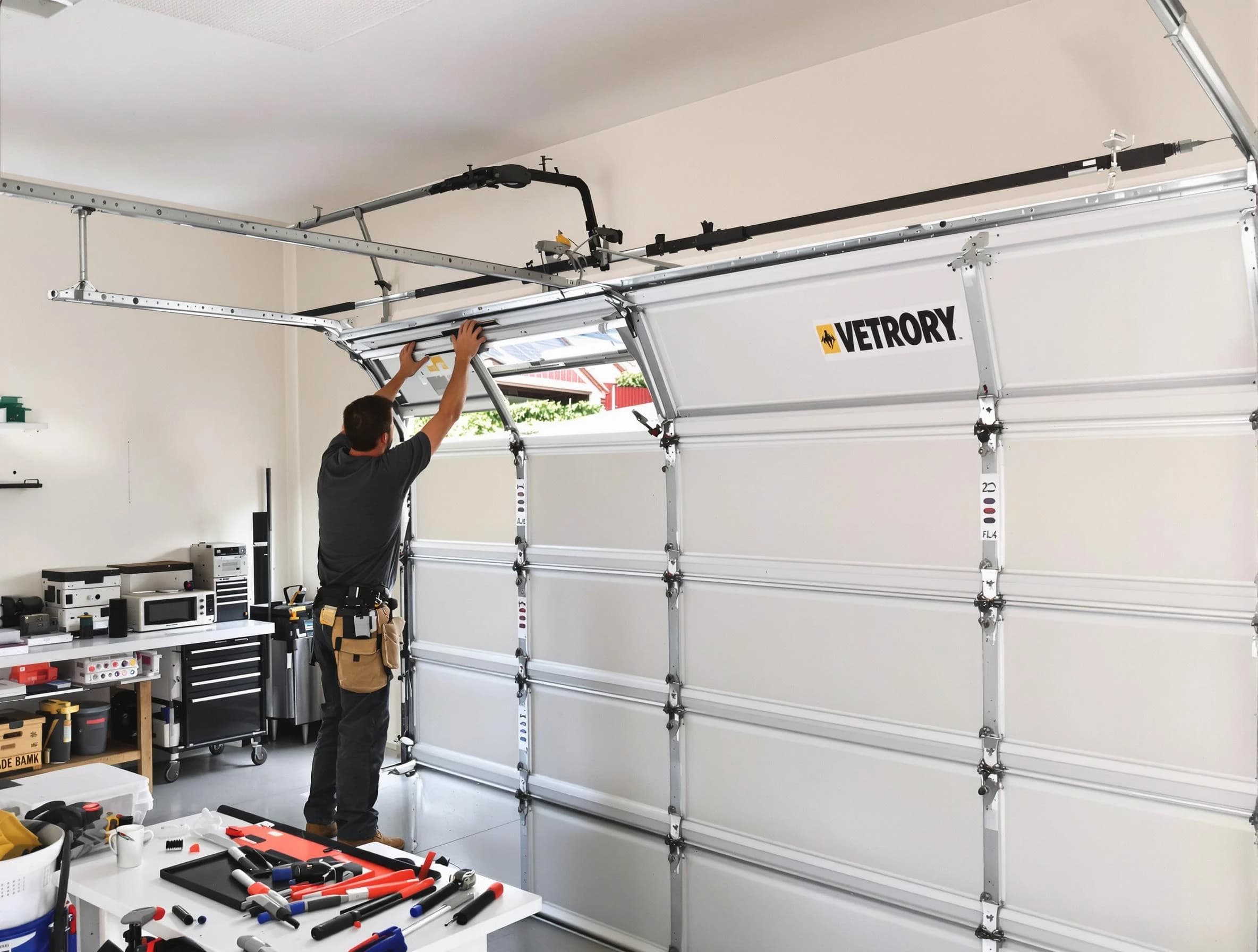 Webster Garage Door Repair technician performing section replacement in Webster
