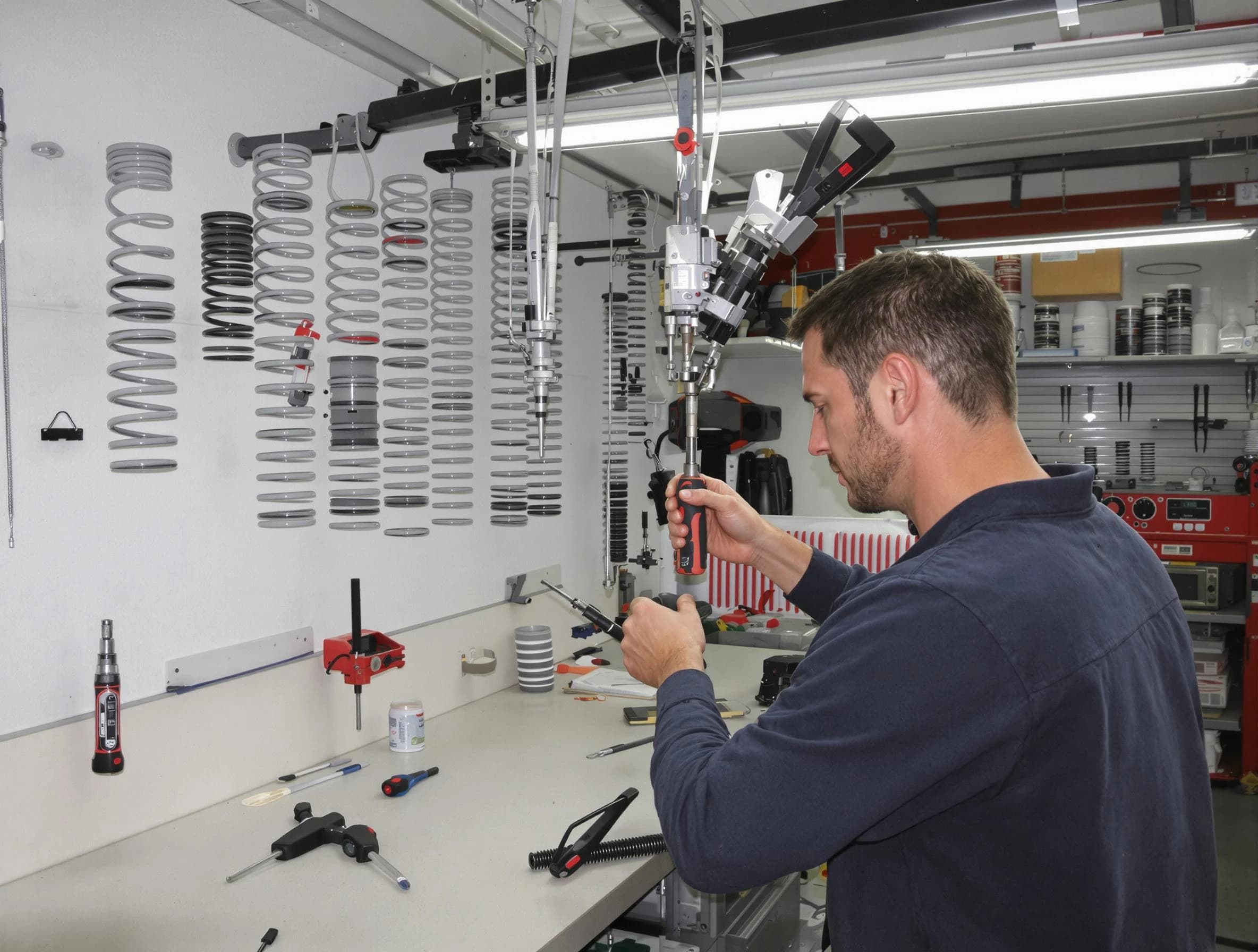 Webster Garage Door Repair safety certified technician performing precision spring replacement in Webster