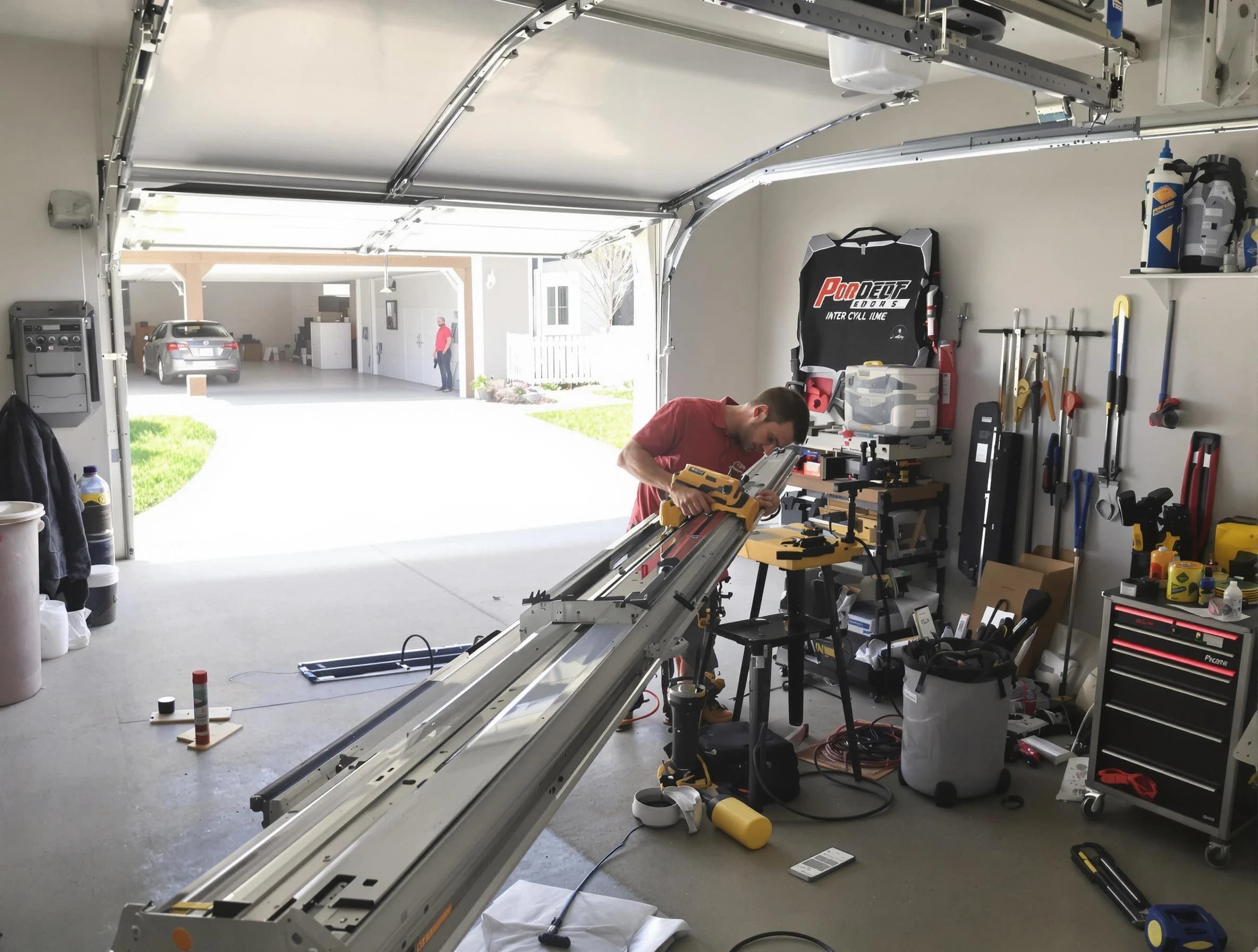 Webster Garage Door Repair expert performing track repair in Webster