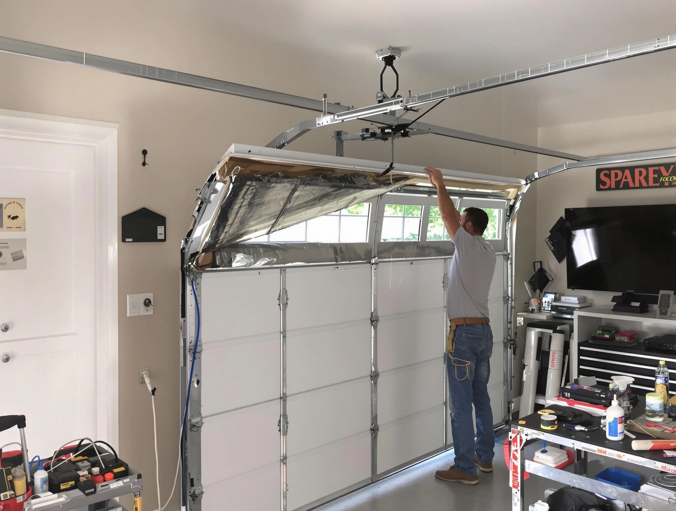 Garage door section replacement by Webster Garage Door Repair in Webster