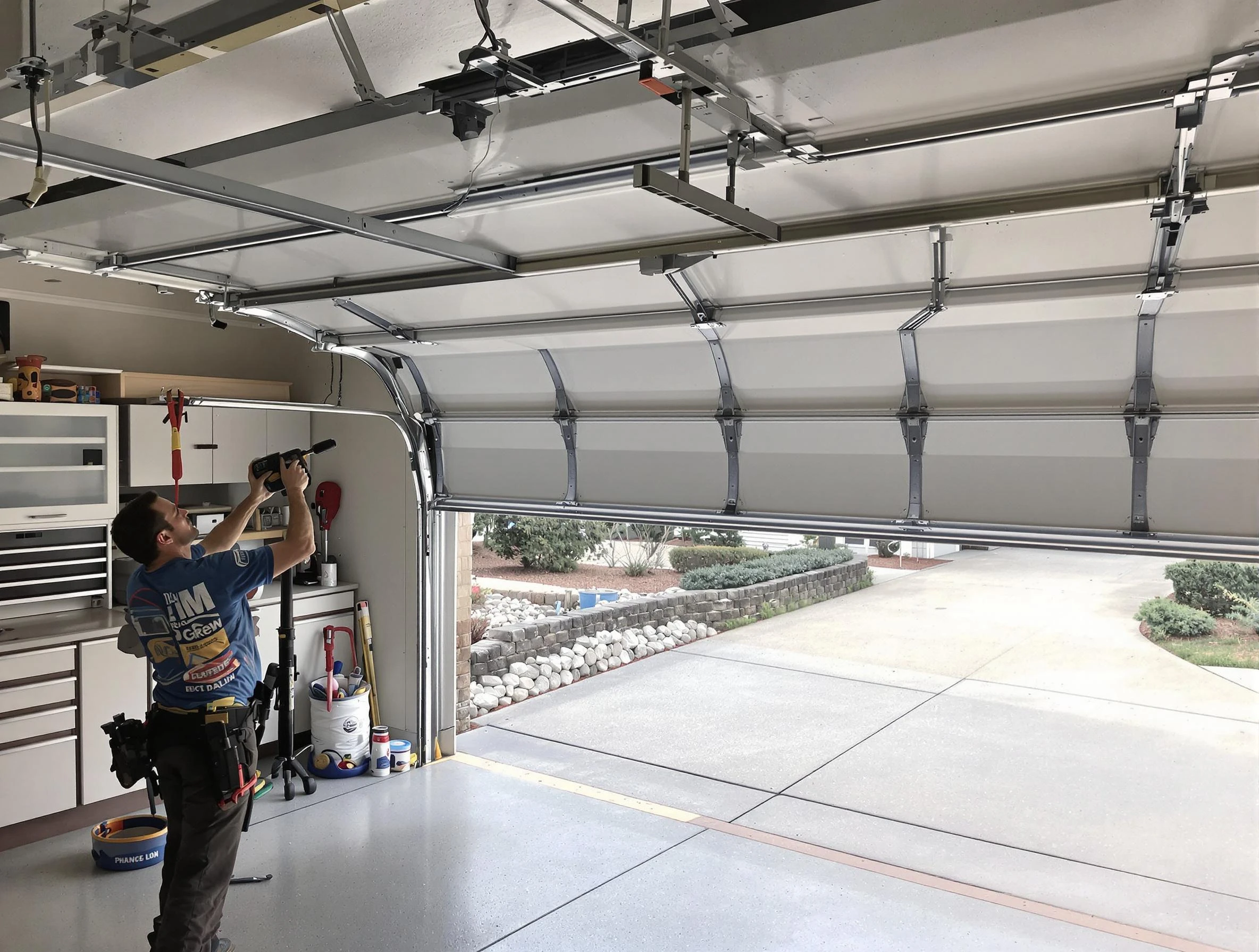 Garage door track repair service by Webster Garage Door Repair in Webster